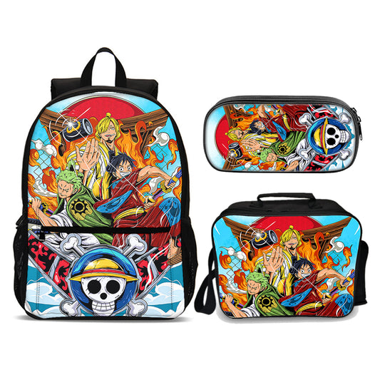 One Piece Team Edition set Luffy (3PC) (Front zipper , upgraded lunch bag) No. 4