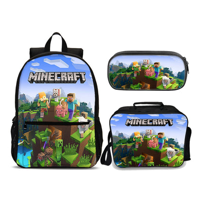 Minecraft Ultimate Edition set (3PC) (Front zipper , upgraded lunch bag) No. 4