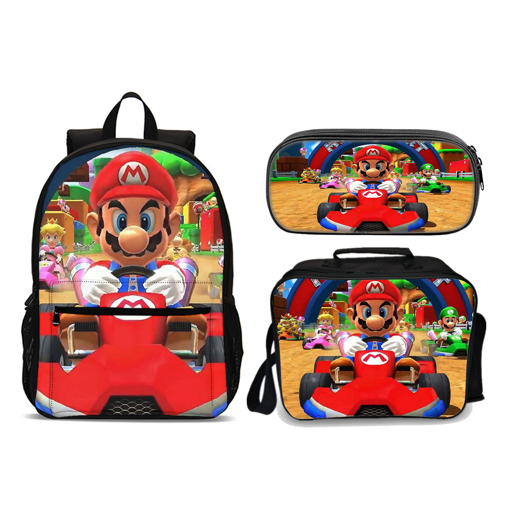 Mario Racing Edition set (3PC) USB Cable included &amp; port (Front zipper , upgraded lunch bag) No. 4