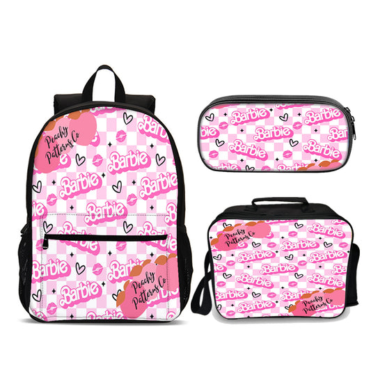 Barbie Ultimate Edition set (3PC) (Front zipper , upgraded lunch bag) No. 4