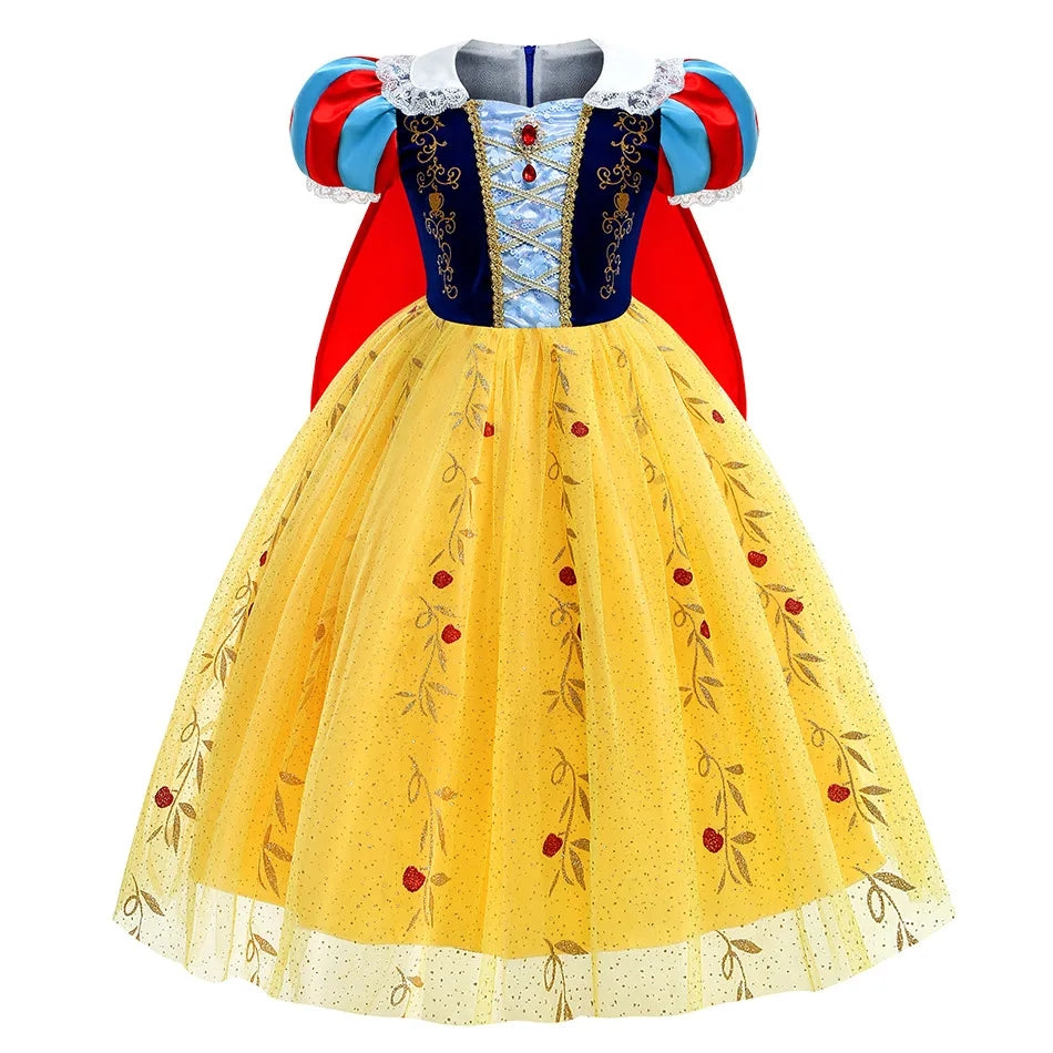 Snow White Dress Kids Deluxe Embroidery Gown With Cloak Child Classical Princess Dress Up Costume
