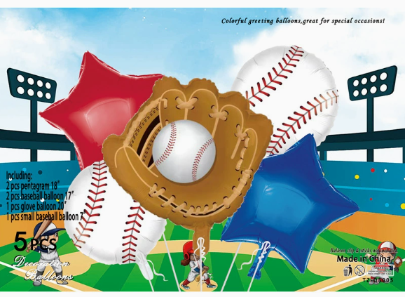 Baseball 5pc Foil Balloon