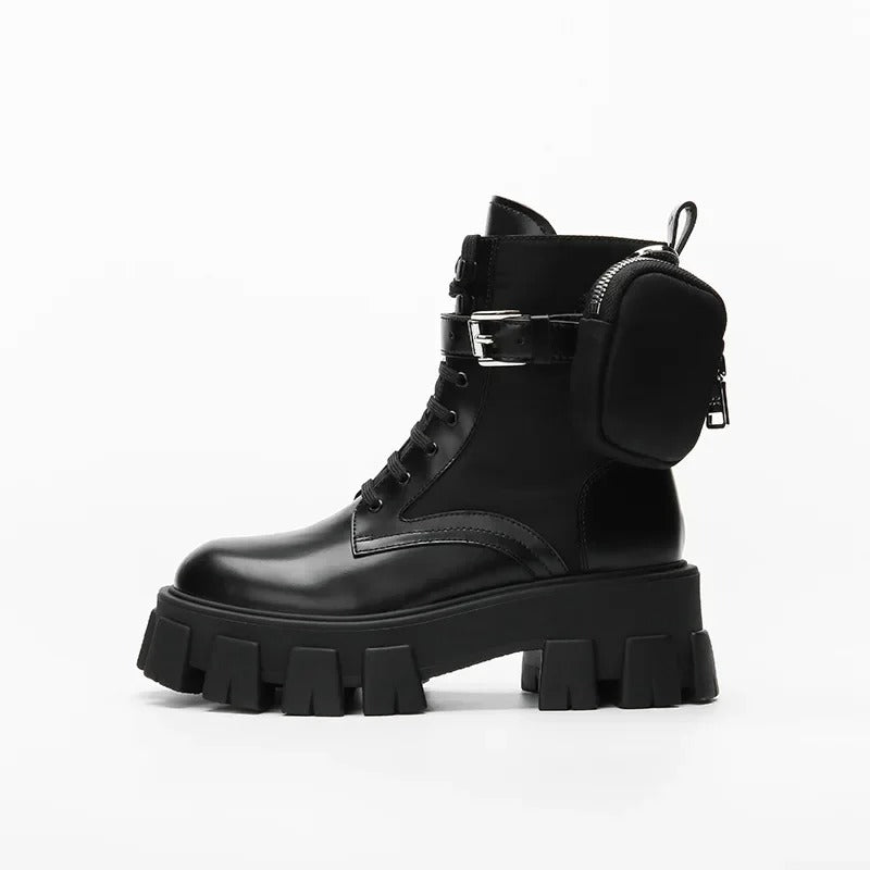 Black Chunky Combat Boot Women Boots