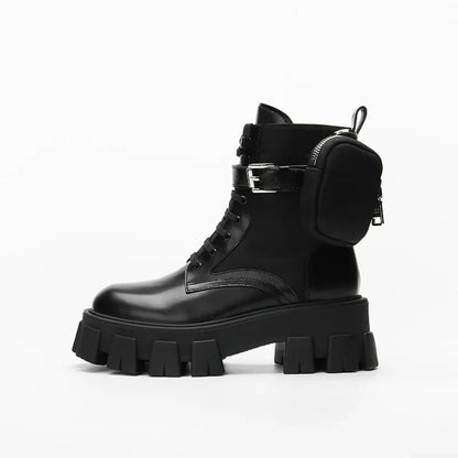 Black Chunky Combat Boot Women Boots
