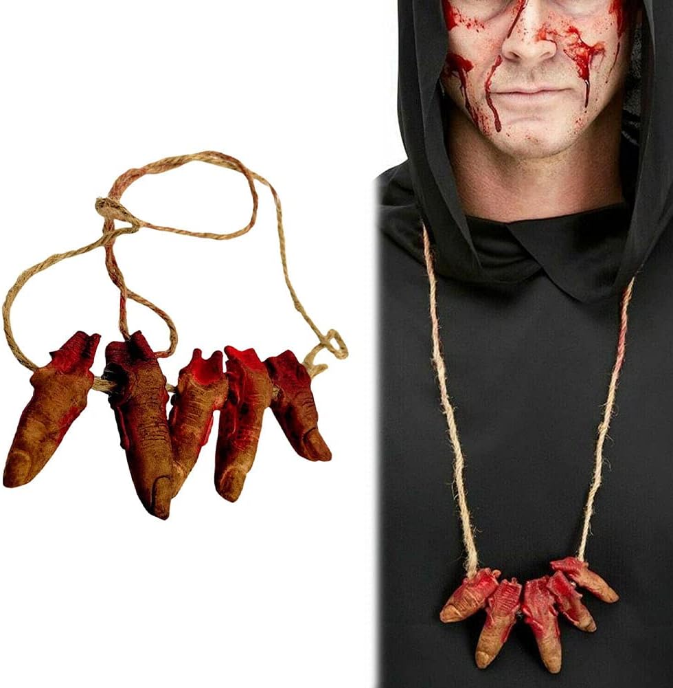 Halloween Decoration Necklace Props Costume Scary Outdor Life Size Zombie Fingers Neckles