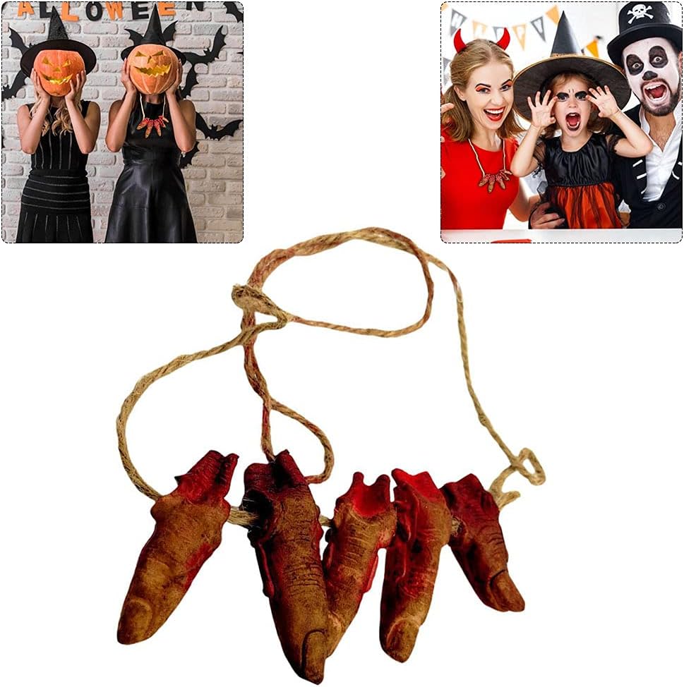 Halloween Decoration Necklace Props Costume Scary Outdor Life Size Zombie Fingers Neckles