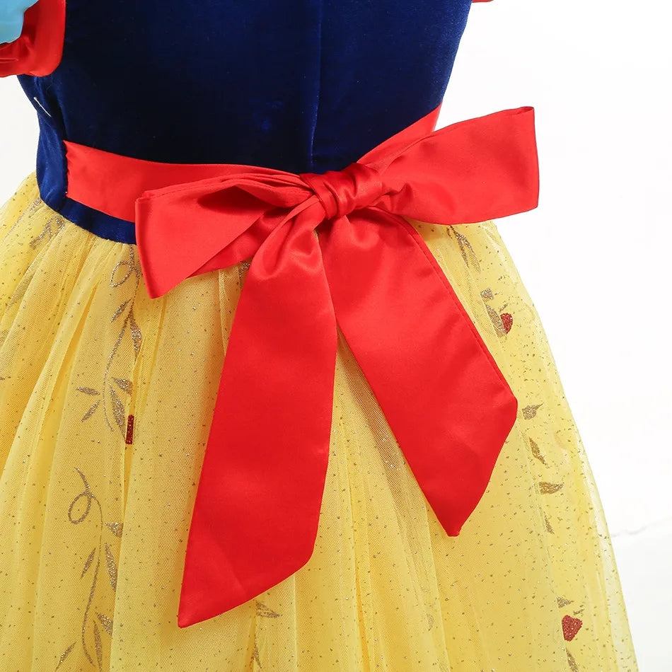 Snow White Dress Kids Deluxe Embroidery Gown With Cloak Child Classical Princess Dress Up Costume