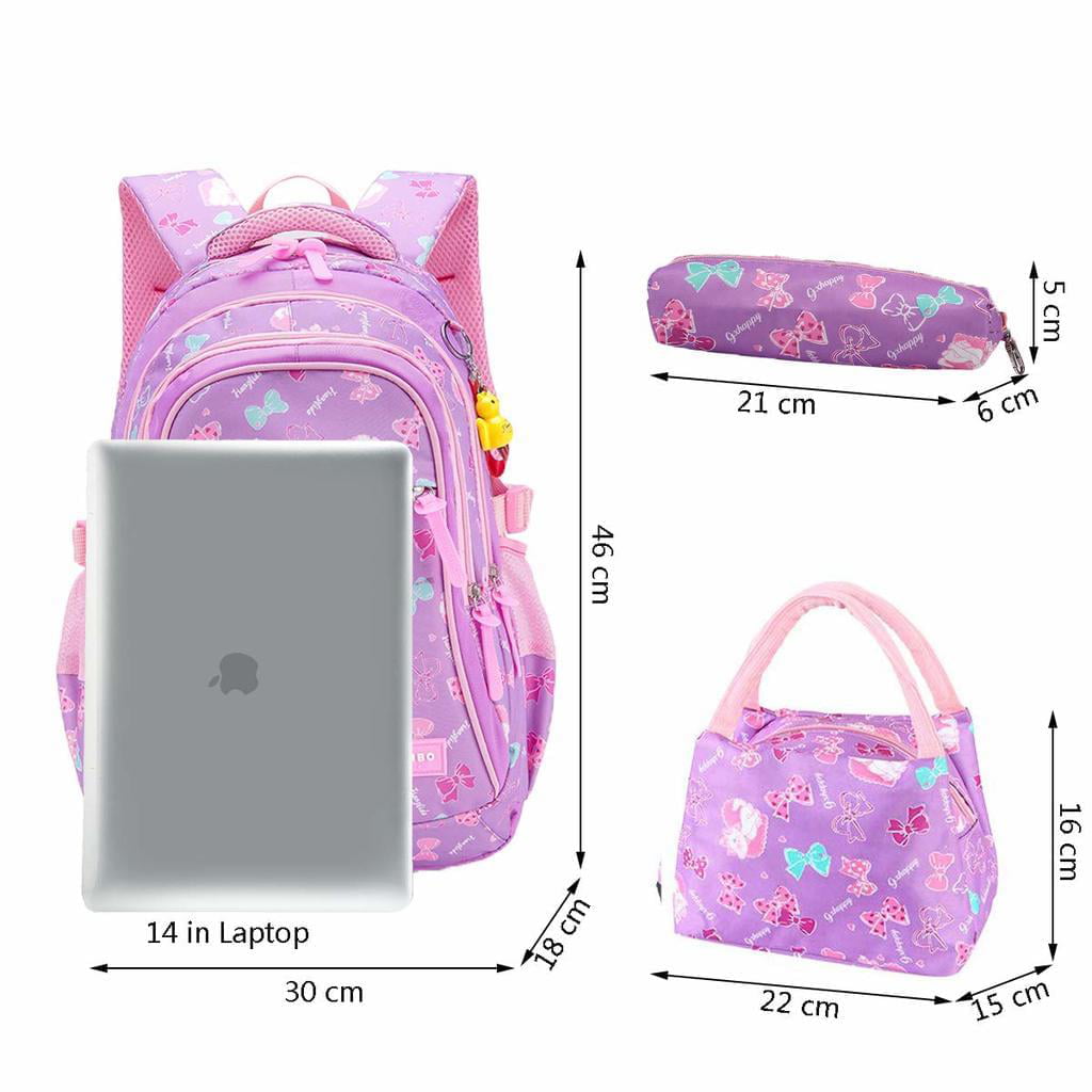 WEIBO Girls Waterproof Backpack set (3PC) Multi