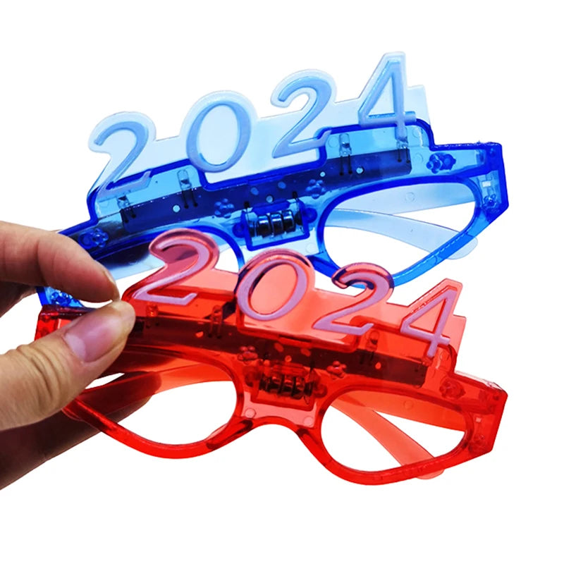 Happy New Year LED Glasses Party Light Up 2024 Led Party Sunglasses For Festival New Year Party Supplies LED Flashing Christmas Glasses