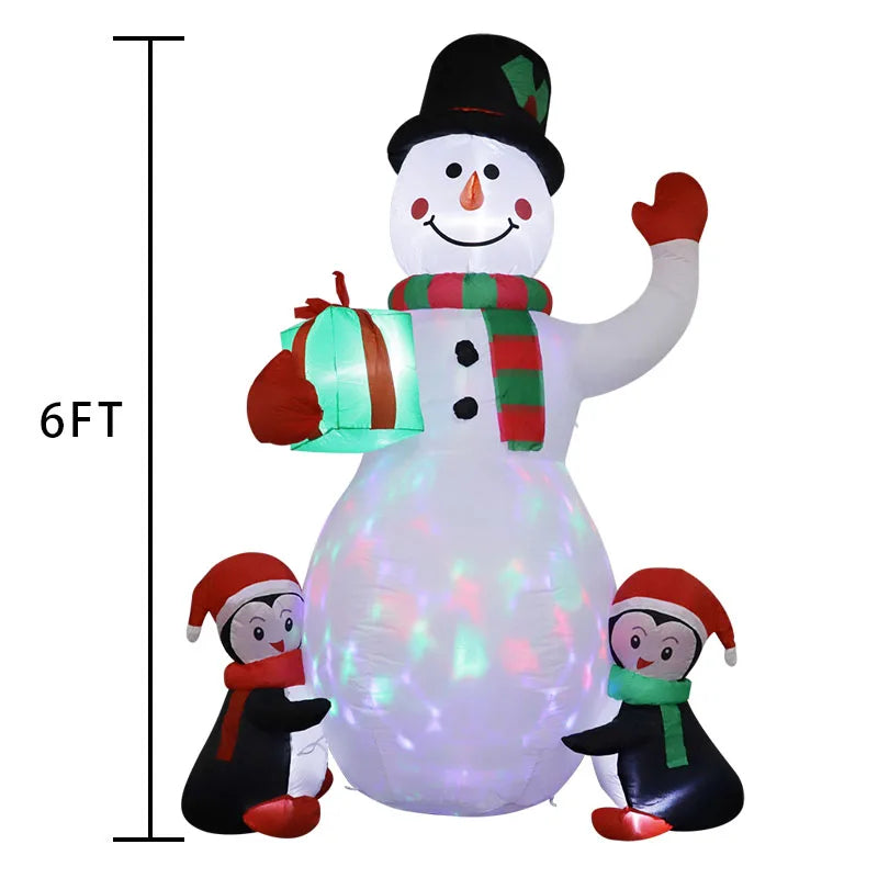 Christmas Decoration Inflatable Toy Gift Snowman Penguin Built-in LED Lights Indoor Outdoor New Year Party Garden Decor 1.8m