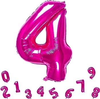 Number Fuchsia Pink Foil 32 " Helium Balloons (32").  1 to 9