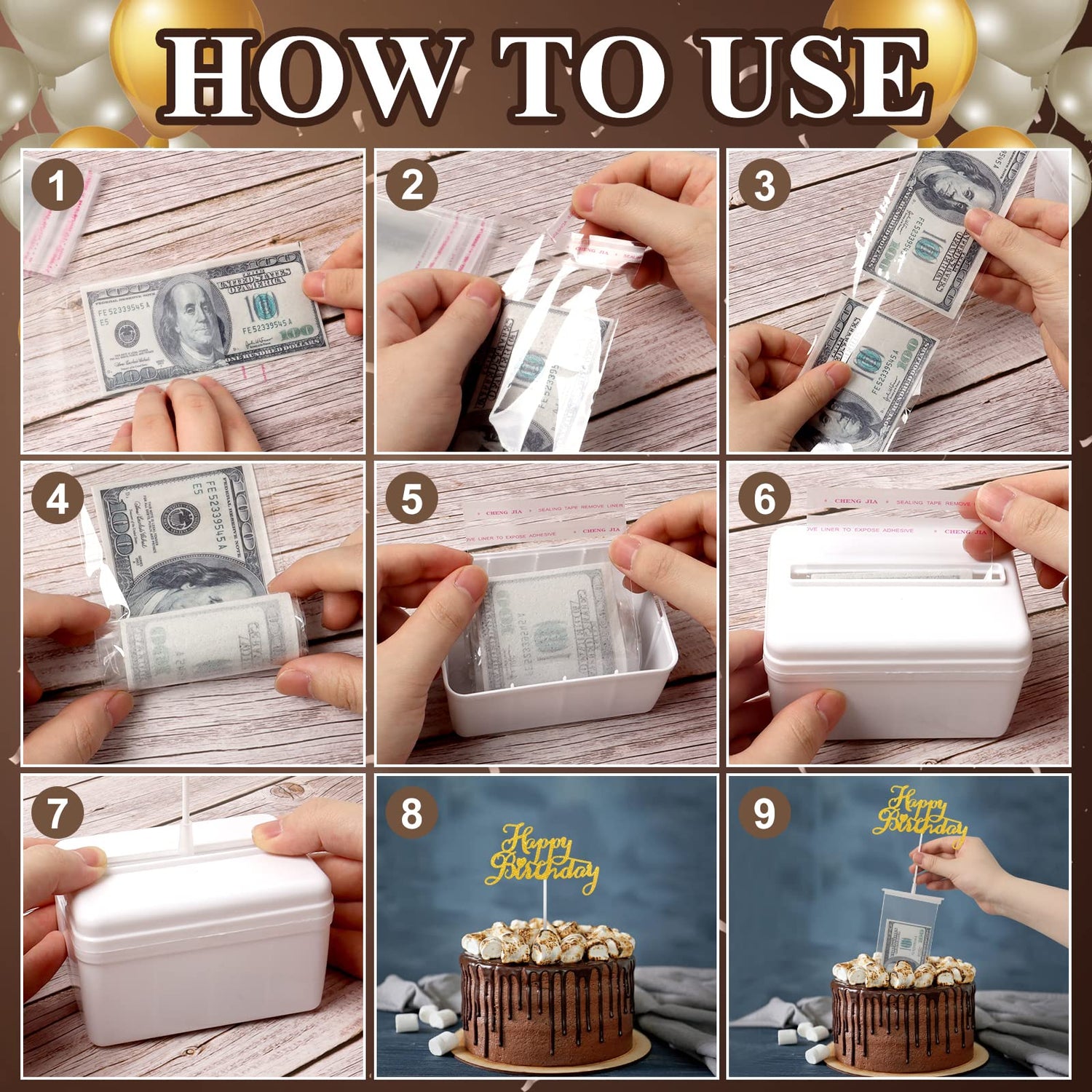 Money Cake Pull Out Kit for Cake Decoration Birthday Party