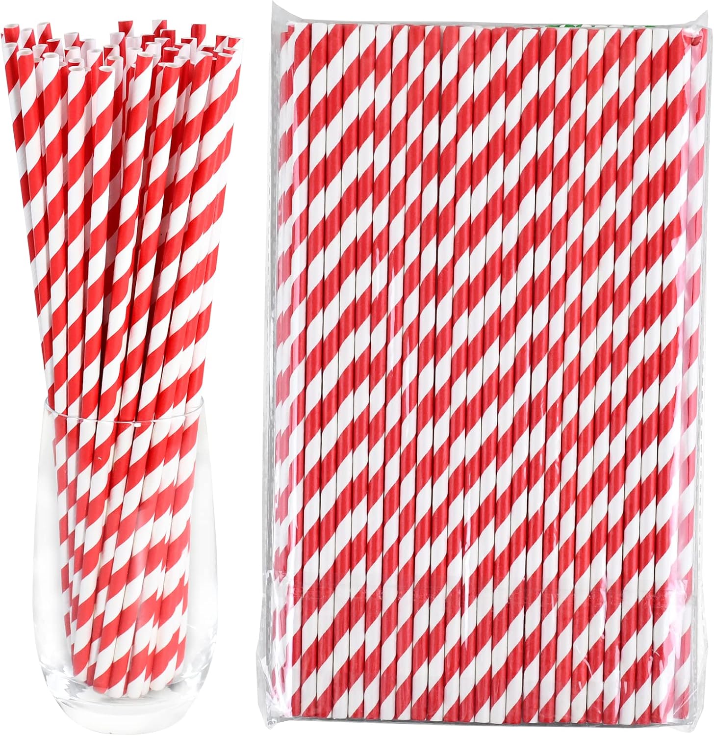 red striped paper straws 10pcs