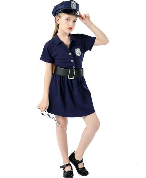 Police woman girl female Costumes  (Ages 3 to 7 years old) Officer