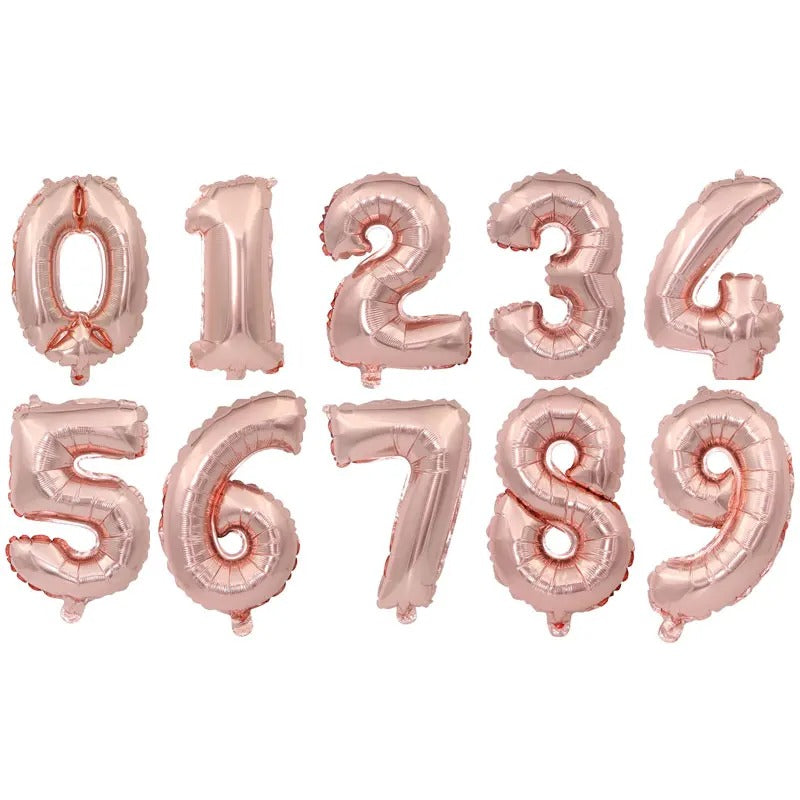 32&quot; Number Rose Gold Foil Helium Balloons (32 inch).  1 to 9