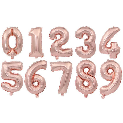 16&quot; Number Rose Gold Foil Helium Balloons (16 inch).  1 to 9