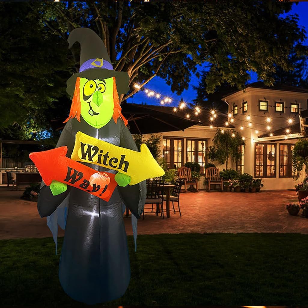 8ft Witch Ghost  Inflatable with Led Lights