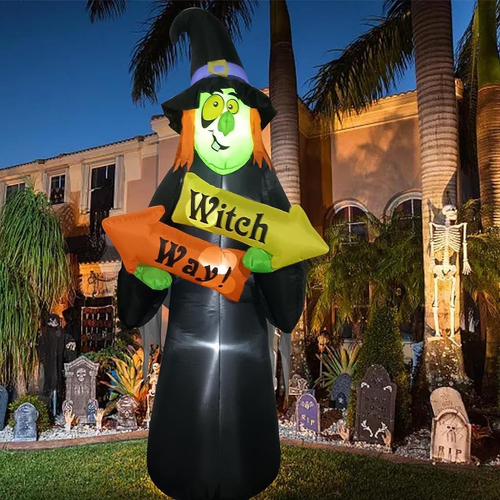 8ft Witch Ghost  Inflatable with Led Lights