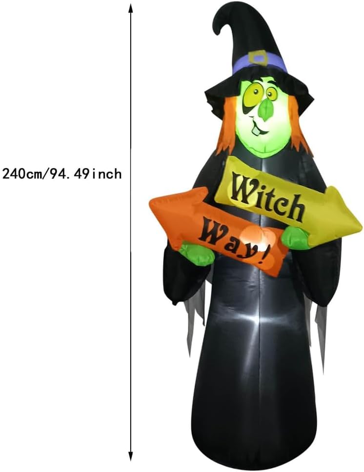 8ft Witch Ghost  Inflatable with Led Lights