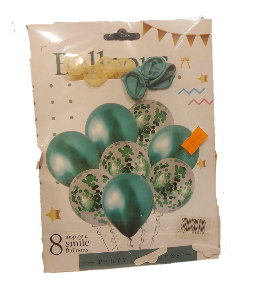 8 PC Green Confetti Balloon pack