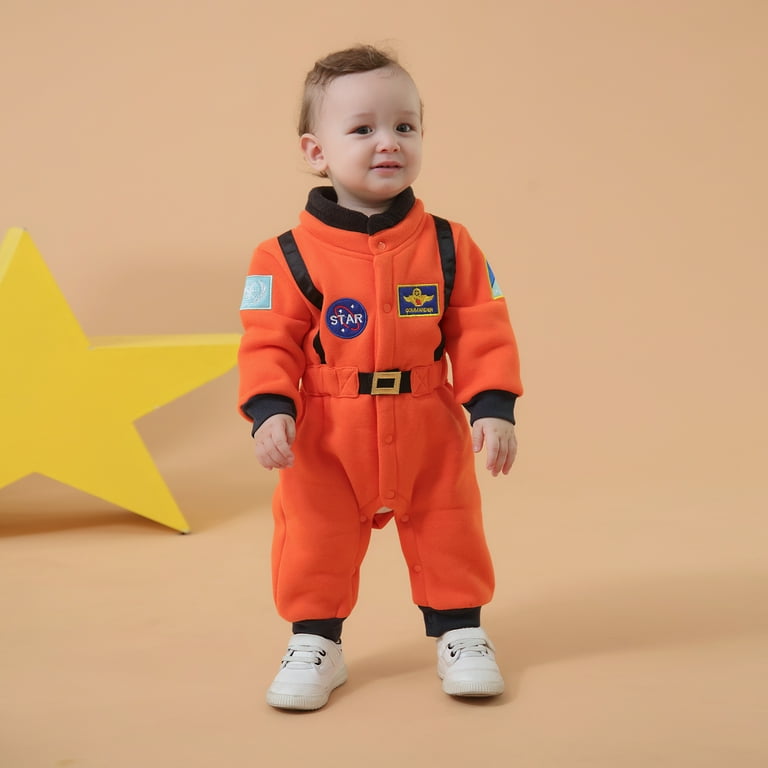 Baby Toddler Boy White Astronaut Fleece Costume Jumpsuit (2-3 Years) Orange kids