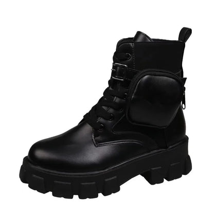 Black Chunky Combat Boot Women Boots