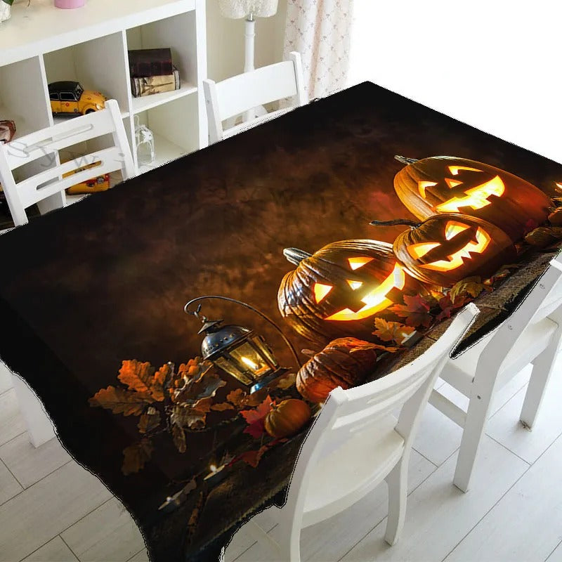 Black Pumpkin Lantern Tablecloth Halloween Disposable (140cm x 220cm)