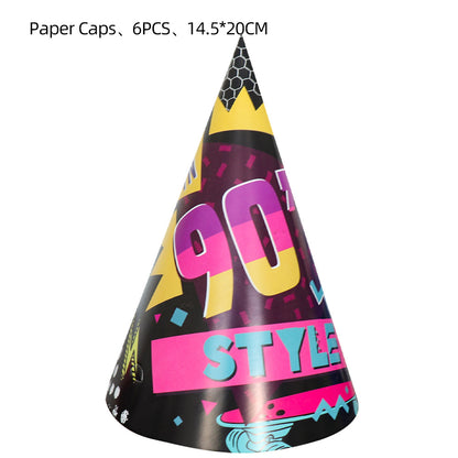 90s Hip Hop Party Disposable Tableware Plates Cups Birthday Table Cover for Disco Theme Supplies