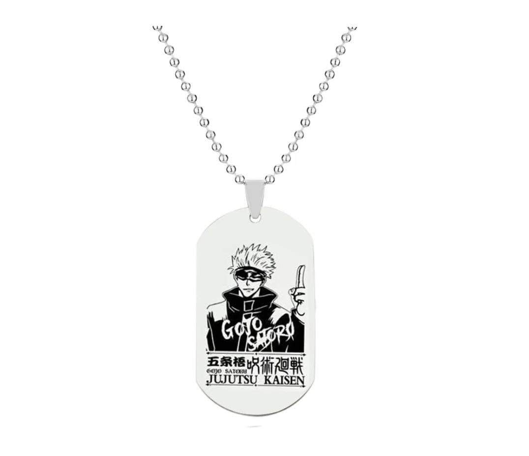 Silver Satoru Gojo Dog Tag Necklace Jujutsu Kaisen