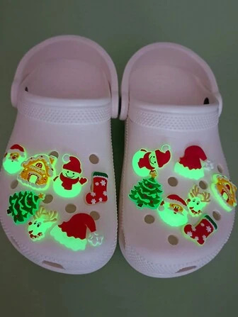 Glow in the Dark  Santa Christmas Croc Charm ( 1pc ) jibbitz charms Christmas tree