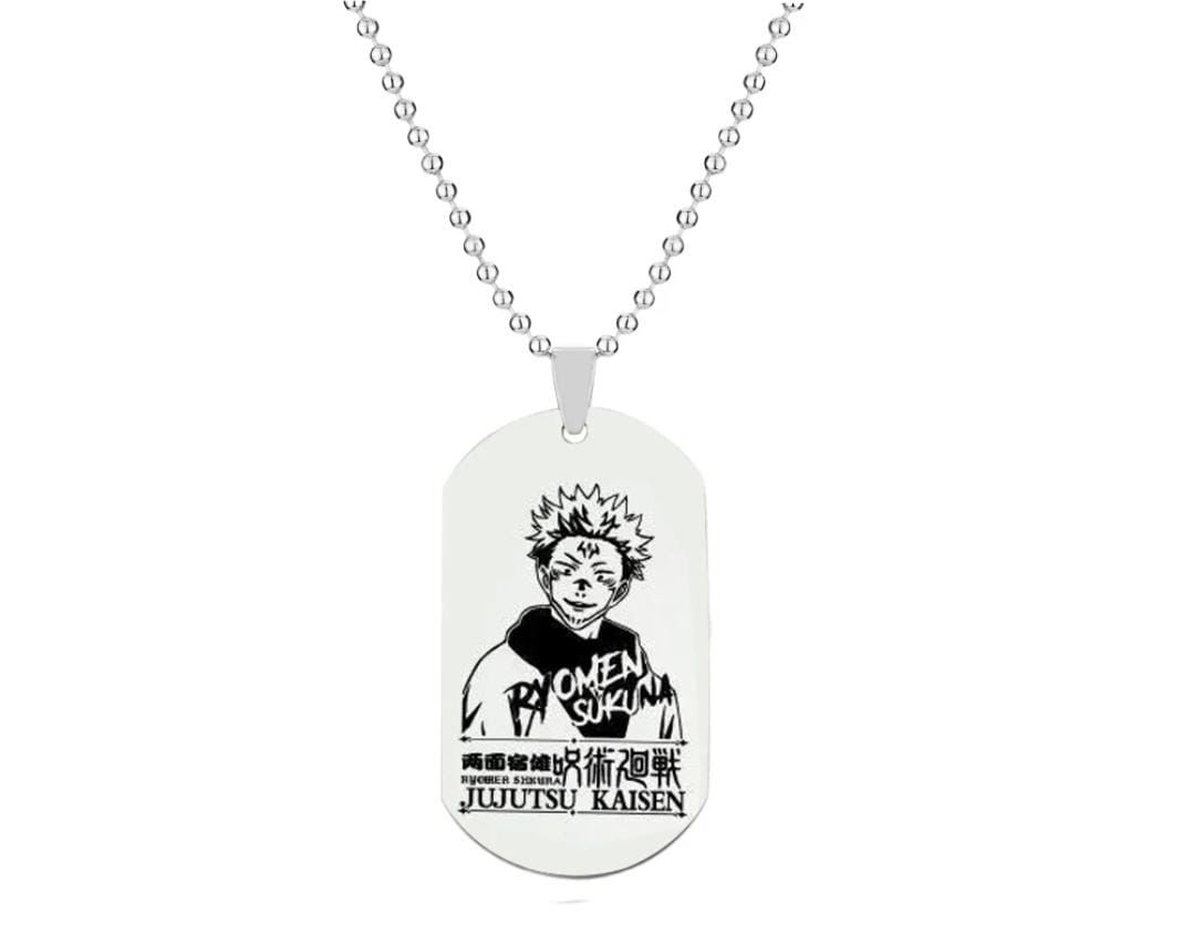 Silver Sukuna Dog Tag Necklace Jujutsu Kaisen