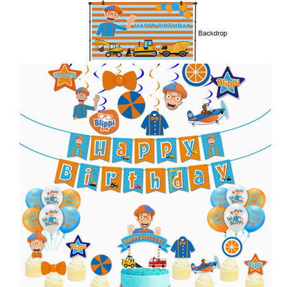 Blippi Party Decorations Package With Backdrop
