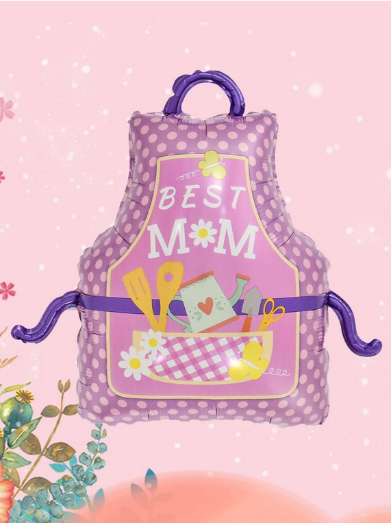 Mothers Day Best Mom Foil Balloon Apron