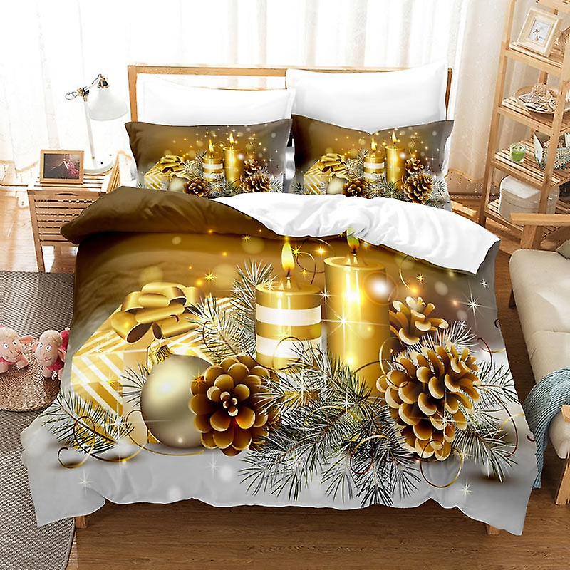 Christmas Gold 3PC Comforter set (NO. 6)