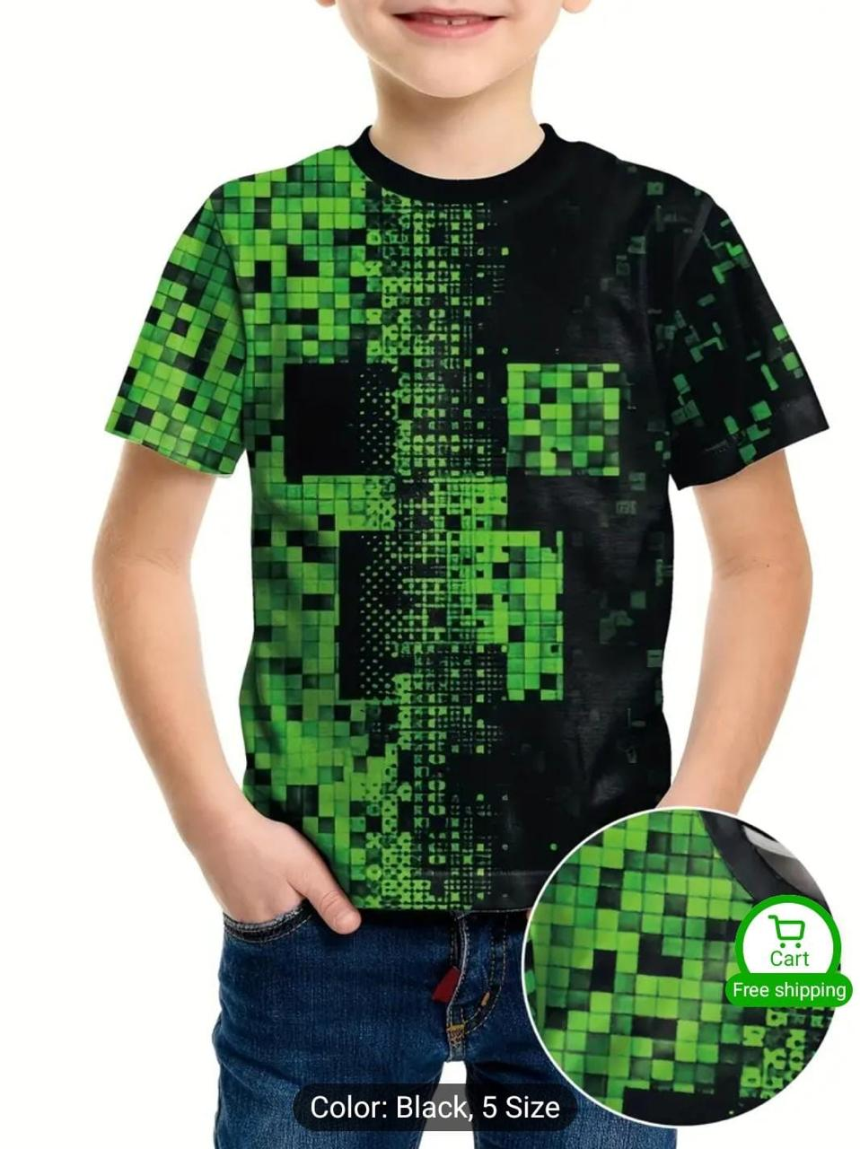 Minecraft Pixel Creeper Tshirt - Preppy Kids (Grand Bazaar)