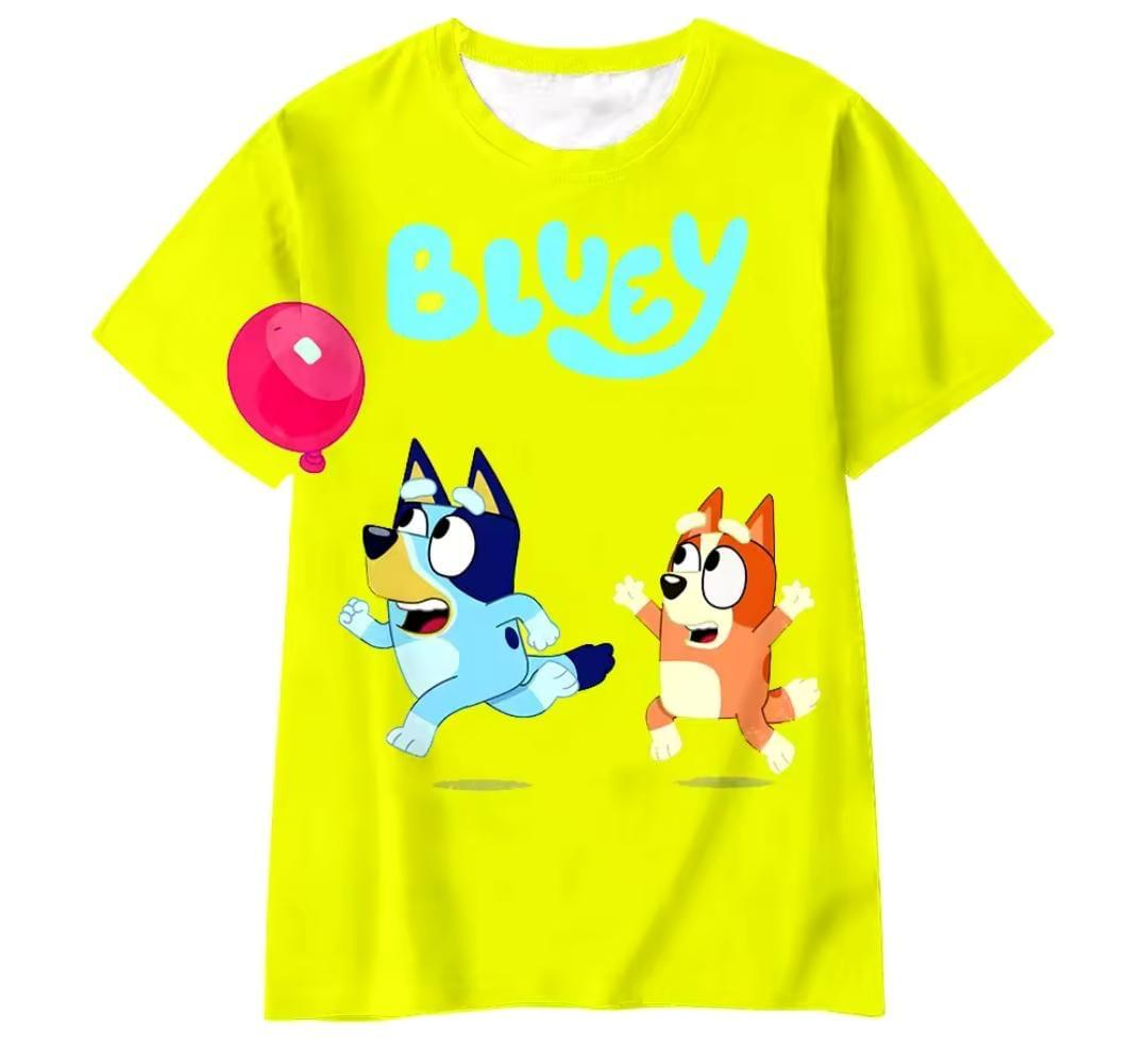 Yellow Bluey and Bingo Balloon Tshirt