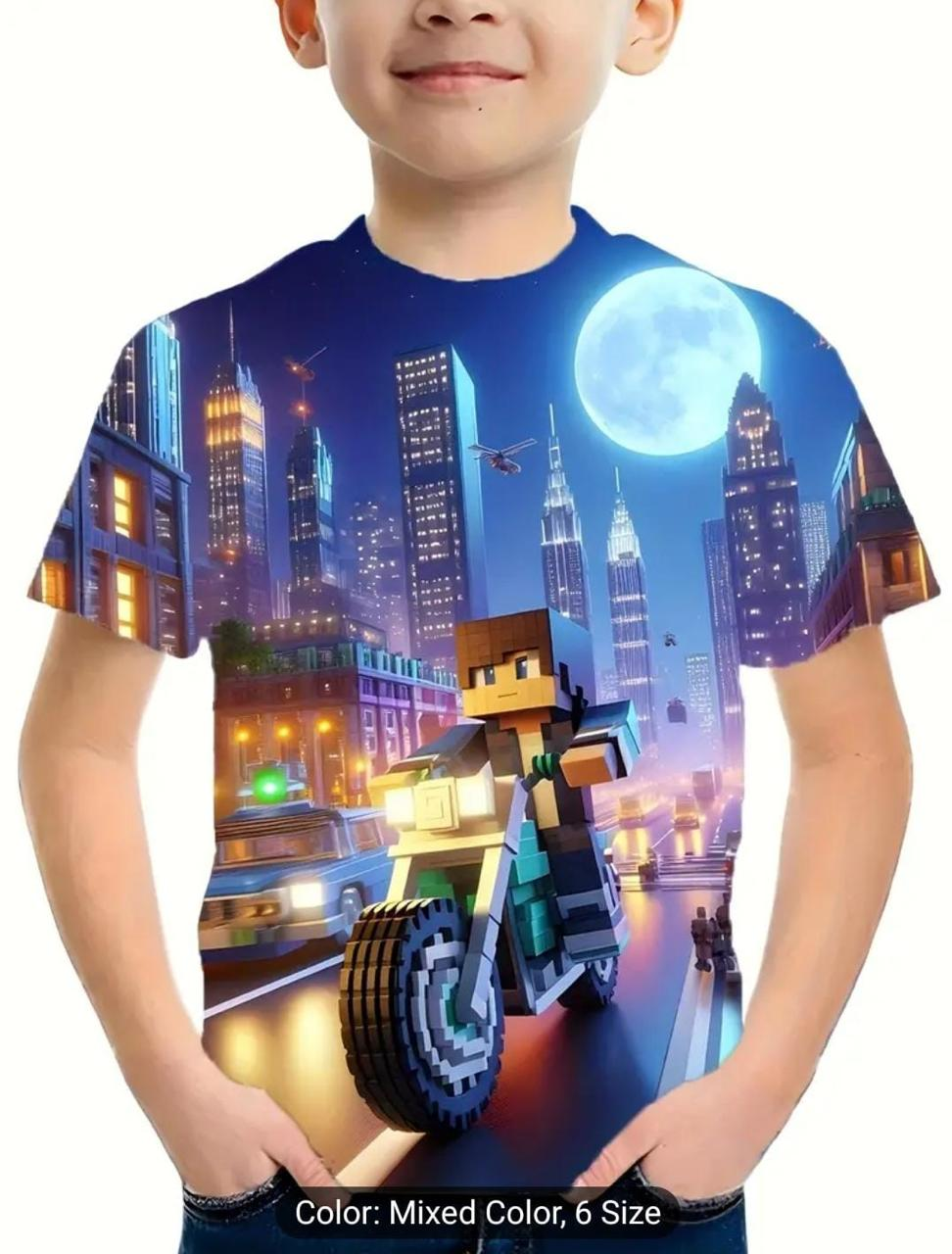 Minecraft Motorcycle City Tshirt