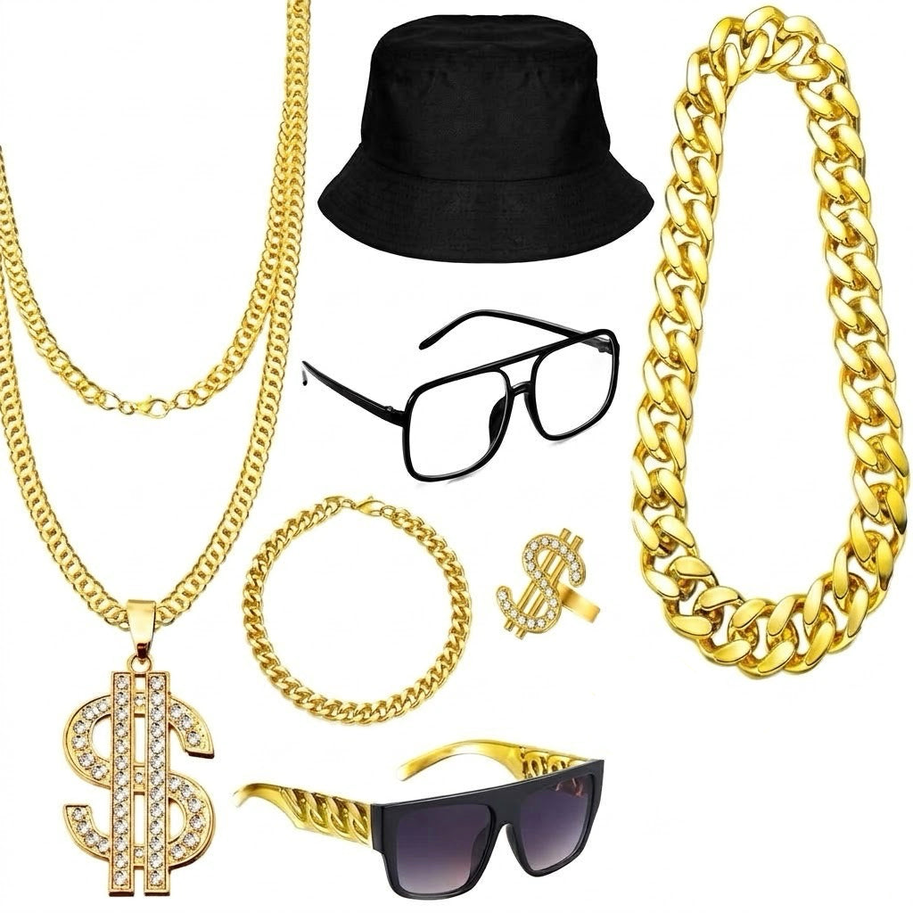 Hip hop 90s gold costume kit