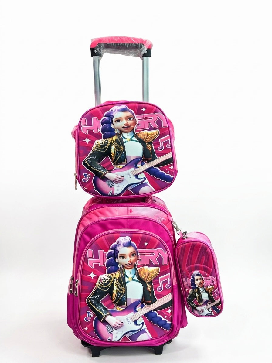 Kpop Demon Hunters Rumi Golden 3pc Trolley bag with butterfly design