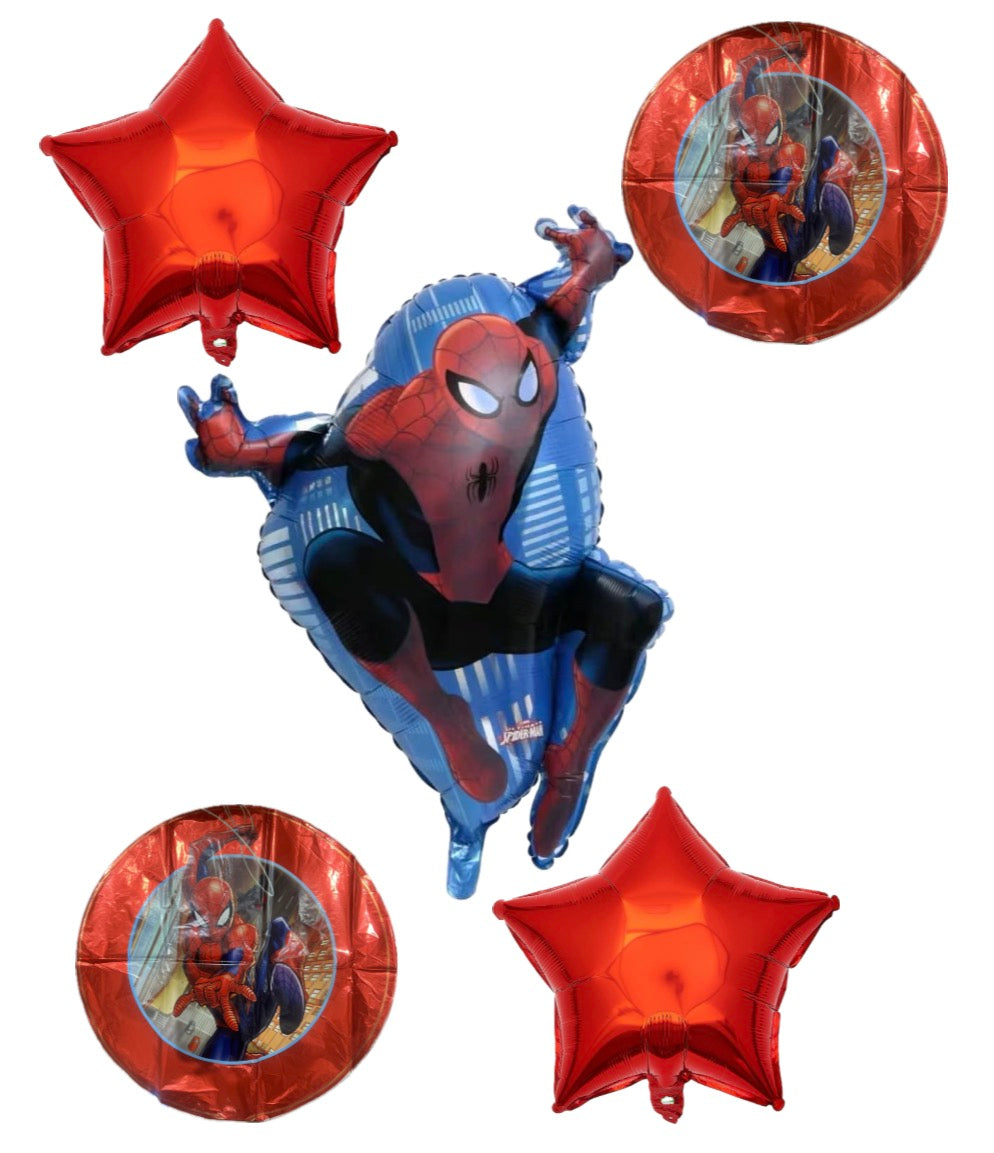 Spider-Man Themed Red 5pc Foil Balloon Set