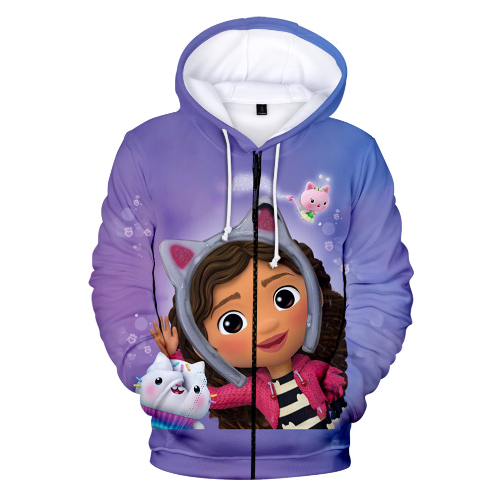 Gabby Purple 3D Zipper Hoodie