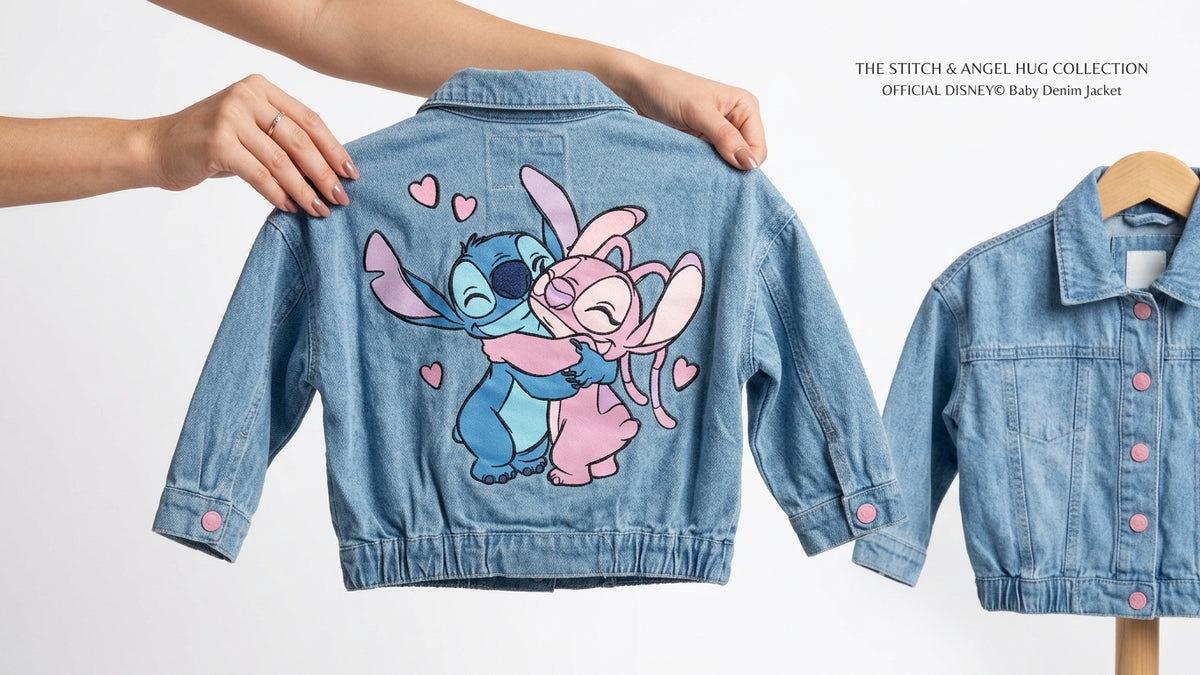 ANGEL Hugging Stitch Kids Denim Jacket