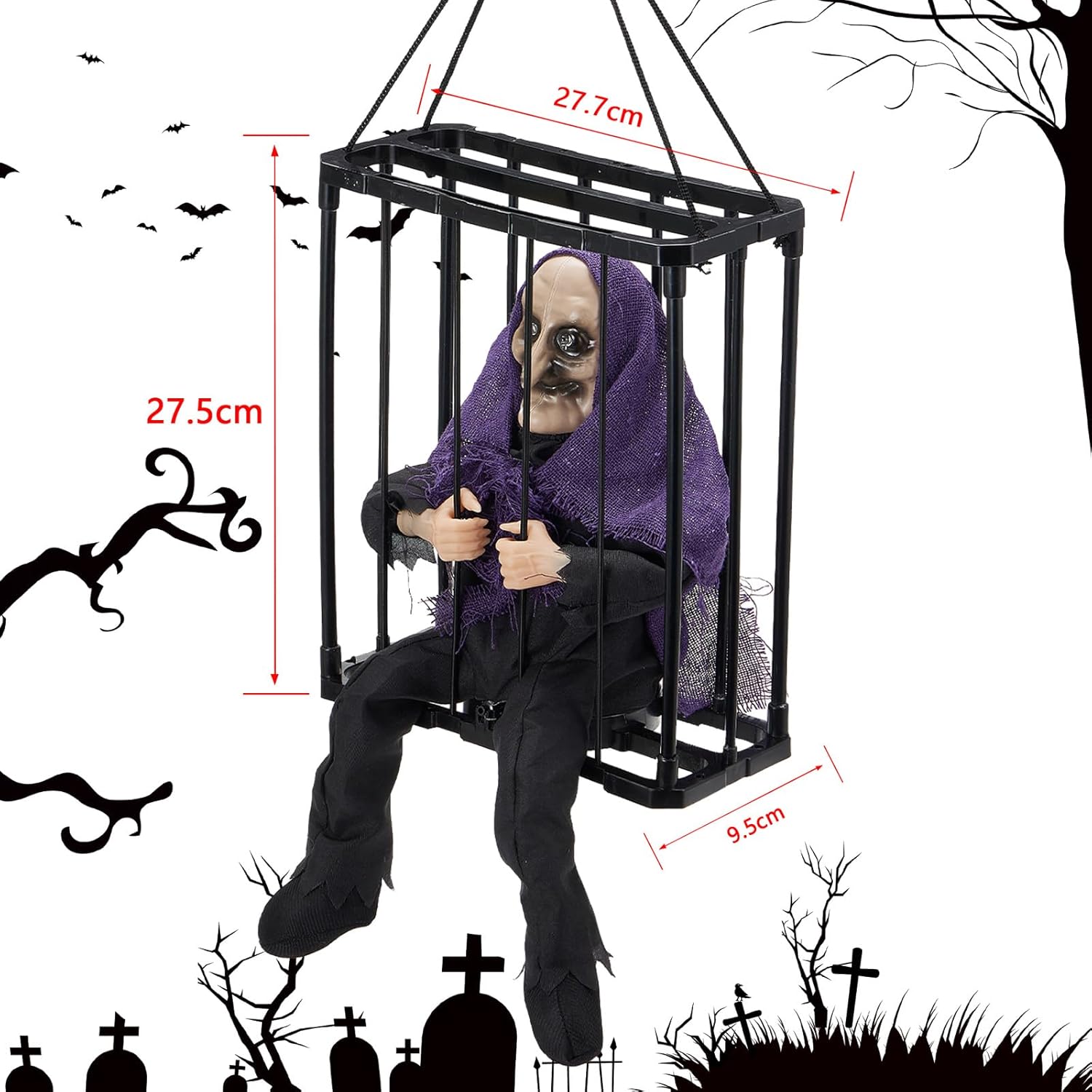 Ghost Prisoner Cage Animated Motion Sensor Halloween decor