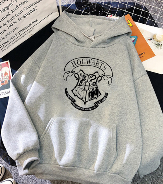 Harry Potter Grey Hogwarts Fleece Pullover Hoodie