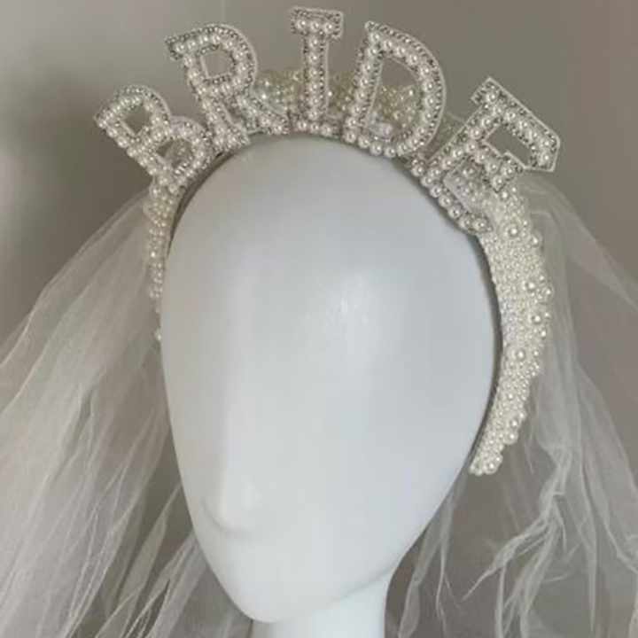 Bridè to Be Decoration Package - Bridal Shower Wedding Veil Team Bride To Be Satin Sash Girl Hen Party Bachelorette Party Decoration Supplies - Preppy Kids (Grand Bazaar)