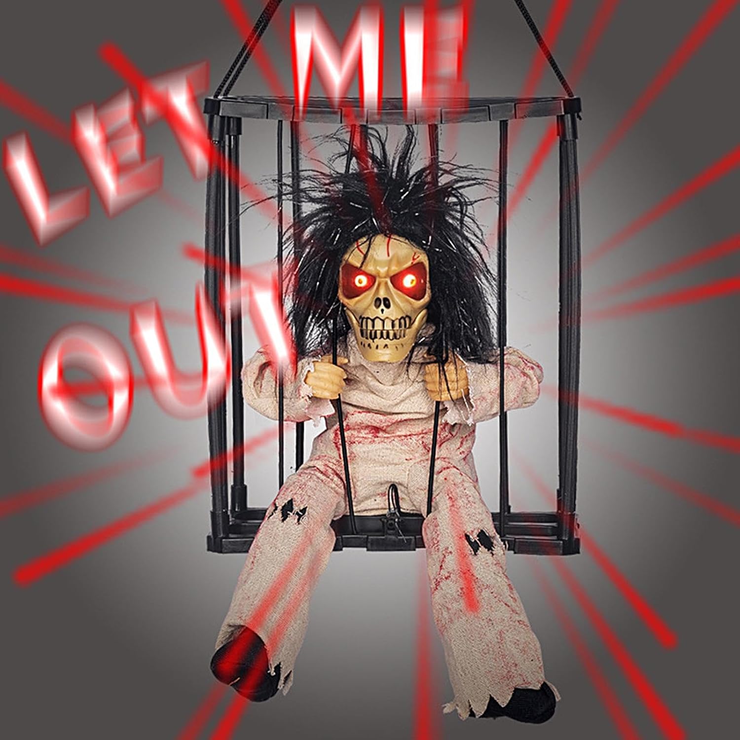 Skull Prisoner Cage Animated Motion Sensor Halloween decor | Preppy ...