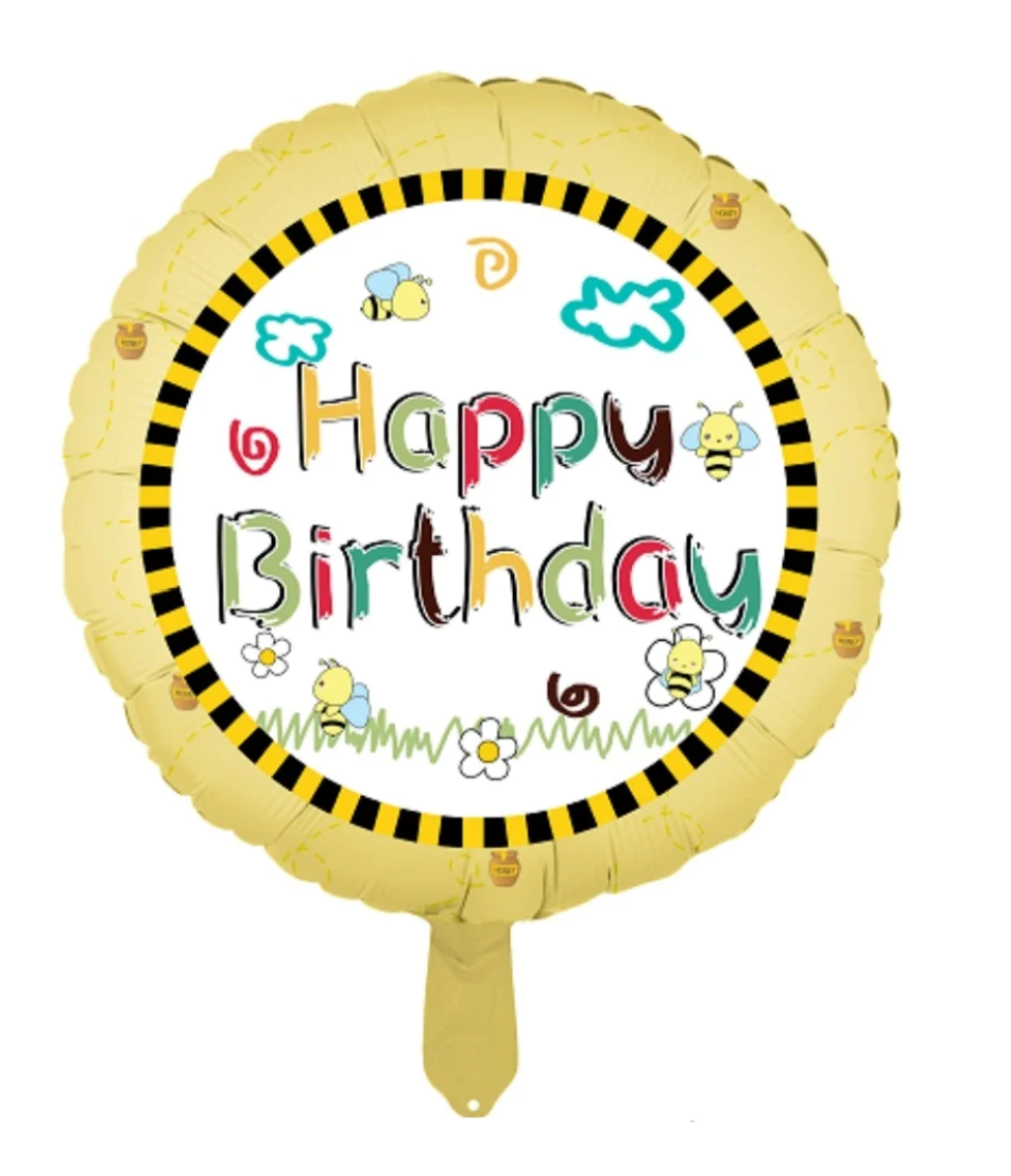 HBD Happy Birthday Foil Balloon 2  (18 inch) Bees