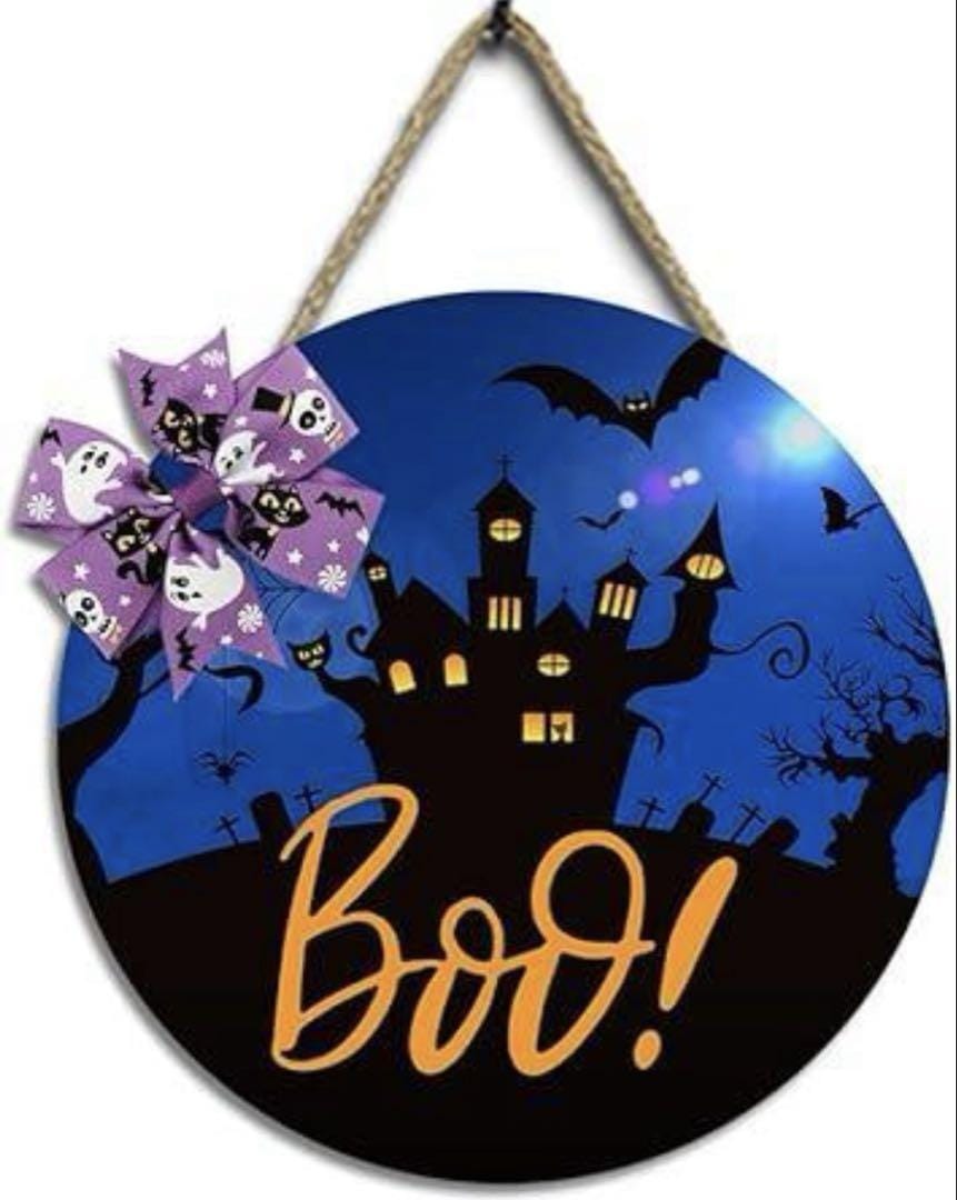 Halloween circular wooden Hanging Signs