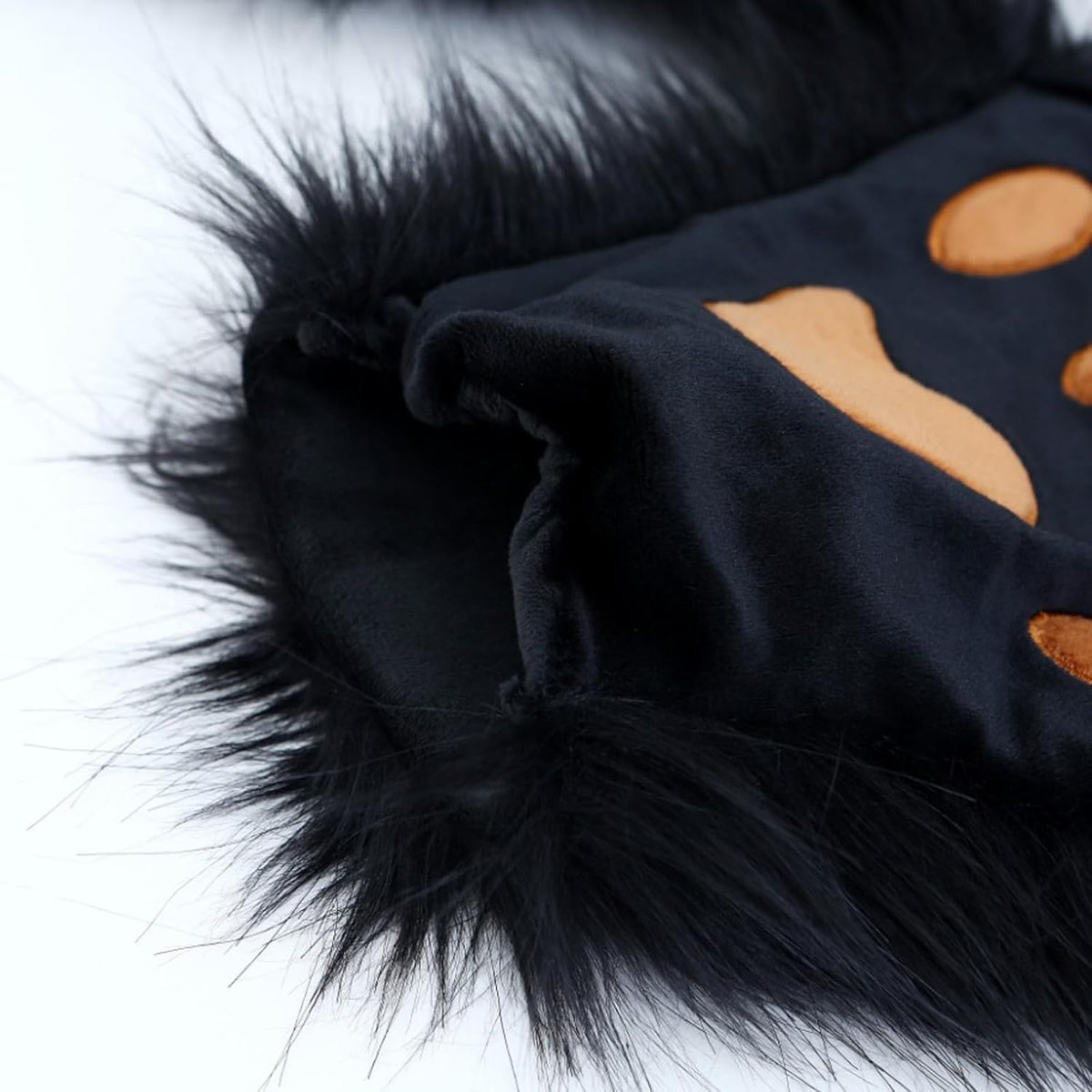 Black White FAUX FUR WOLF EARS HEADBAND AND TAIL SET