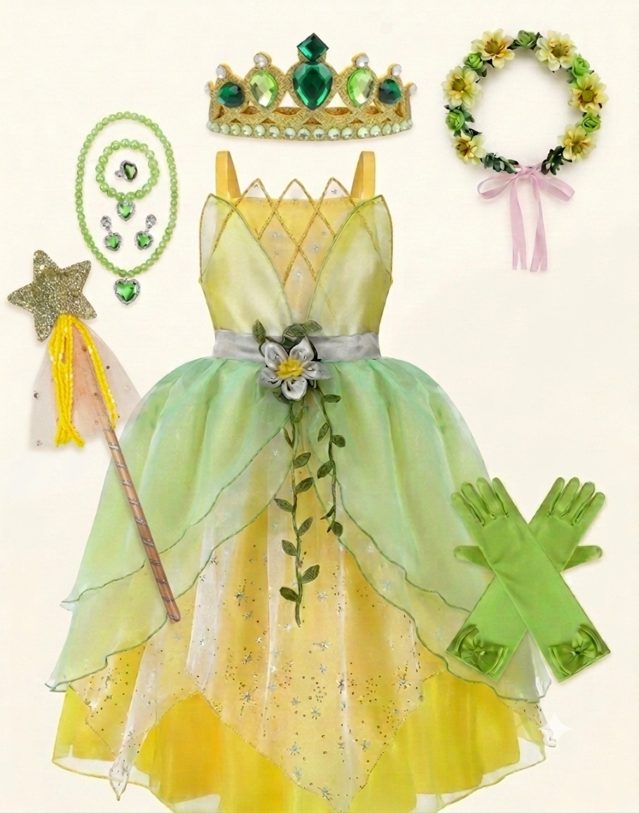 Princess Tiana Costume Coslay Dress